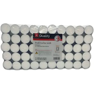 Teelichter Weiß Ohne Duft Großpackung | 4, 6, 8 Std. Auch Maxi (6 Std. Teelichter + 1 HL Kauf Notizblock, 150 Stück)
