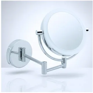 Libaro Kosmetikspiegel mit Beleuchtung MODENA LED Schminkspiegel 5-fach 10-fach Vergrößerung, Wandmontage, Vergrößerungsspiegel 2-seitig, dimmbar, Batterie oder USB silberfarben