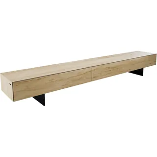 DELIFE Lowboard Cuor, Keramik Laminam® Sabbia Eichefarbig 250 cm 1 Klappe 1 Schubfach Fuß Sc braun 250 cm x 35 cm x 40 cm
