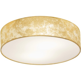 EGLO Deckenlampe Viserbella, Vintage Deckenleuchte, Wohnzimmerlampe aus Stahl und Textil in Champagner, Gold, Küchenlampe, Flurlampe Decke mit E27 Fassung, Ø 38 cm