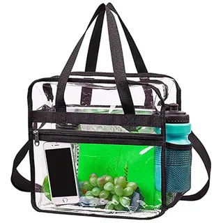 NLONLL Transparente Tasche Durchsichtige Tragetasche Umhängetasche PVC Clear Bib Bag Universität Sporttasche Stadion Zugelassen Wasserdicht Schultertasche Handtasche für Bibliothek (30 x 30 x 15 cm)