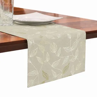 Tischläufer OTTO HOME "Raffon" Gr. 2, beige (taupe), B:160cm L:40cm, Polyester, Tischdecken, Leinen Optik, Blattmotiv, verschiedene Größen, Esszimmer Dekoration