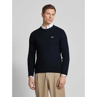 Strickpullover mit Label-Detail, Dunkelblau, L