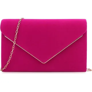 BBjinronjy Clutch Für Hochzeit: Kettentasche, Handtasche Damen Klein, Elegant Samt Umschlag Crossbody Klassisch Tasche Abendtasche (Hot Pink) - M