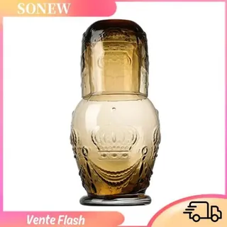 Sonew Nachttisch-wasserkaraffe-set, 750 Ml Nachttisch-wasserkaraffe, Bernsteinfarben, Europäischer Vintage-stil, Mit Mazagran-artikeln