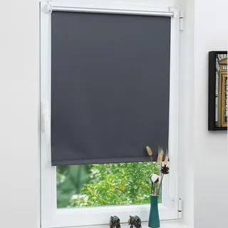 Grandekor Verdunklungsrollo ohne Bohren 105 x 160cm (Stoffbreite 105cm) | Dunkelgrau Klemmrollo Thermorollo mit Hitzeschutz, Rollos für Fenster Montage mit oder ohne Bohren Sicht-& Sonnenschutz