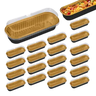 Generisch -Kuchenform - 20 -Laibpfannen Aus Aluminiumfolie Mit Deckel,200 Ml Rechteckige -Backförmchen, Muffinformen, Antihaft-Backformen, Backformen, Dosenhalter Für Brownie, Kuchen, Brot