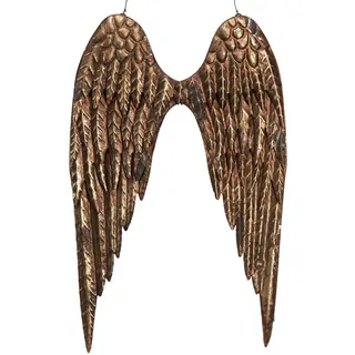 Posiwio Christbaumschmuck Engelsflügel Deko Metall Antik-Gold Wanddekoration 24×37cm