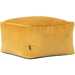 I.C.O.N. icon Sitzpouf Gelb, Flauschiger Samt Stoff, Samt Sitzsack, Sitzpuff Hocker mit Füllung, Fußhocker für das Wohnzimmer, Hocker, Poufs