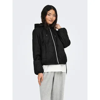 Only Steppjacke ONLY "ONLMIKI HOOD QUILT JACKET CC OTW", Damen, Gr. XL, schwarz, Steppware, Obermaterial: 100% Nylon, unifarben, Po-bedeckend, Jacken Steppjacke, mit seitlichem Kordelzug am Saum