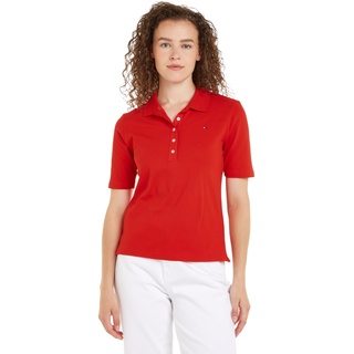 Tommy Hilfiger Damen Poloshirt Kurzarm 1985 Reg Pique Polo Ss Regular Fit, Rot (Fierce Red), M