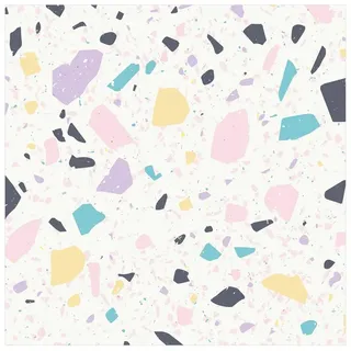 Bilderdepot24 Teppich Vinyl Wohnzimmer Schlafzimmer Flur Küche Muster Terrazzo, quadratisch - bunt glatt, nass wischbar (Küche, Tierhaare) - Saugroboter & Bodenheizung geeignet bunt 160 cm x 160 cm