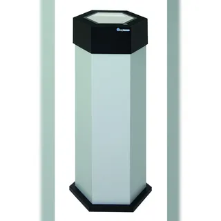 Sixco Abfallsammler retro-modern, sechseckig, lichtgrau, 45 Liter, mit Klappe aus Edelstahl