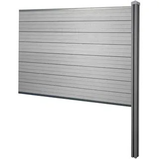 Mendler WPC-Sichtschutz Sarthe, Zaun Windschutz, WPC-Pfosten zum Einbetonieren ~ Erweiterungselement, 188cm grau