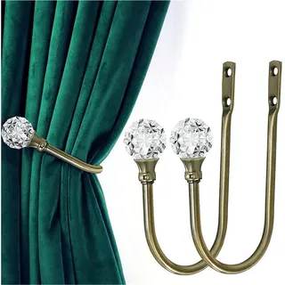 Pack von 2 Kristall Vorhanghalter Wandhaken Holdbacks Metall Raffhalter u Haken für Gardinen mit Schrauben Bronze