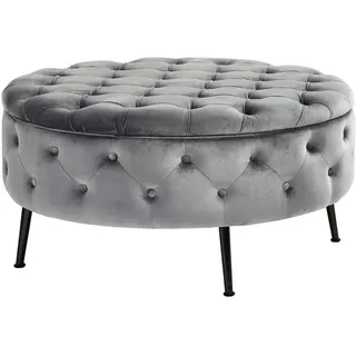Xora Hocker, Grau, Schwarz, Metall, rund, 90x44x90 cm, Stauraum, Wohnzimmer, Hocker, Sitzhocker