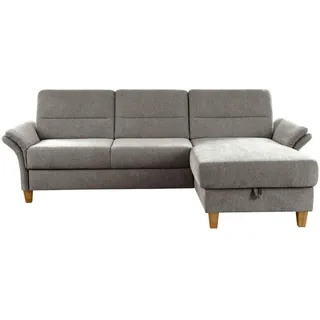 Cantus Ecksofa, Graubraun, Holz, Buche, massiv, 3-Sitzer, Ottomane rechts, L-Form, 252x162 cm, Made in EU, Rücken echt, Wohnzimmer, Sofas & Couches, Wohnlandschaften, Ecksofas