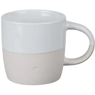 BUTLERS ME TIME Tasse Herz, Henkel Kaffeetasse Steinzeug, ca. 350 ml | zweifarbiges Design, für Kaffe, Cappuccino & Tee, geprägtes Detail, spülmaschinen- & mikrowellenfest, ?9 cm x 9 cm
