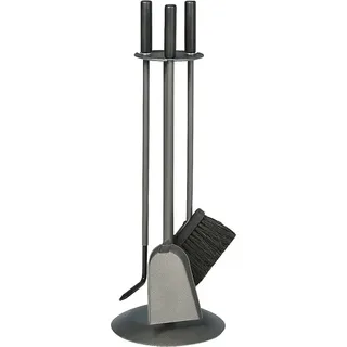 MS Beschläge Kaminbesteck 3-TLG. anthrazit beschichtet mit Holzgriffen schwarz