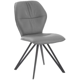 Valdera Stuhl, Graphit, Grau, Textil, Leder, Echtleder, Rindleder, Stativgestell, 58x91x59 cm, Stoffauswahl, Typenauswahl, Gestellauswahl, Sitzfläche 180° drehbar, automatische Rückholfunktion, Esszimmer, Stühle, Esszimmerstühle, Lederstühle