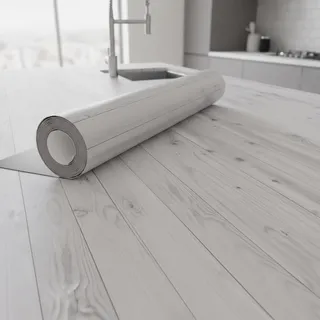 Ambiance Sticker Klebeband, Meterware, selbstklebend, Küche, Möbel und Badezimmer, Holz, weiß-grau – H 60 cm x L 2 m