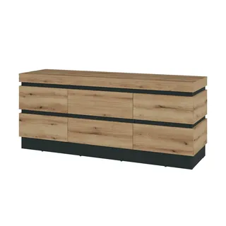 Die Möbelfundgrube Corte TV-Lowboard 161x68x45 cm Grau/Eiche Holz