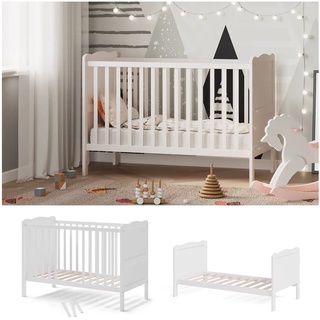 VitaliSpa Gitterbett Babybett Kinderbett Tobi Kombinationsbett umbaubar Weiß