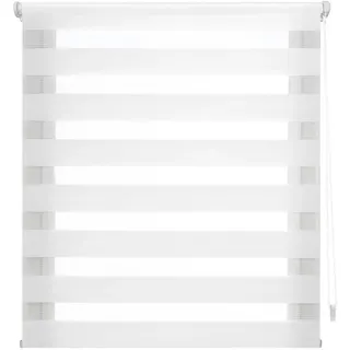 Decorblind | Doppellagiges Rollo ohne Werkzeug und ohne Bohren, Maße: Breite 65 x Länge 130 cm, Maße Stoff: 62 x 125 cm, Weiß, Fensterrollos für Nacht und Tag