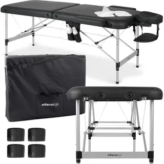 Habys Massageliege Nadia Kosmetikliege Tattooliege | Klappbar Höhenverstellbar | Professioneller Massagetisch | Massagebett | Schwarz Aluminium - Schwarz
