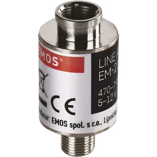 EMOS TV-Leitungsverstärker Inline 30 dB (Frequenzbereich 470–790 MHz) für DVB-T2, Kabelfernsehen oder Antennen