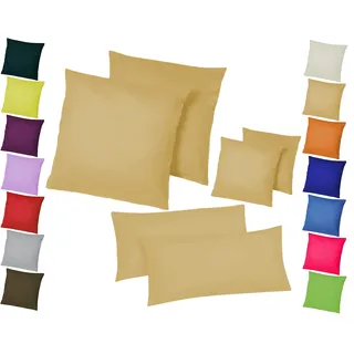 Home-Impression Doppelpack / 2er Set Microfaser Kissenhüllen/Kissenbezüge - Wohndekoration in schlichtem Uni Design mit Reißverschluss und in 3 Größen (80 x 80 cm, Beige)