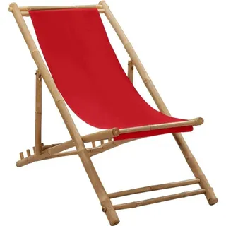 Maison Exclusive - Liegestuhl Bambus und Canvas Rot - Rot