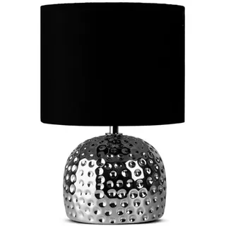Konsimo® Tischlampe, Silber, Schwarz, Keramik, Textil, 21x30x21 cm, Lampen & Leuchten, Innenbeleuchtung, Tischlampen, Tischlampen