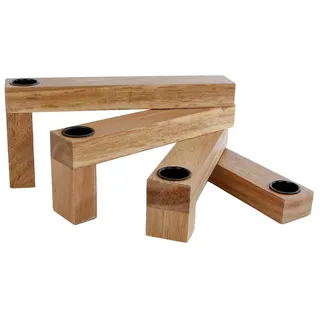 Spetebo Tischkerzenhalter Holz Kerzenhalter klappbar für 4 Stabkerzen (Packung, 1 St., mit 4 Kerzentüllen) beige