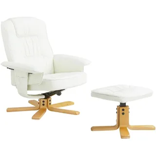 Idimex Relaxsessel Charly Kunstleder 76 x 87 x 61 cm Weiß mit Hocker