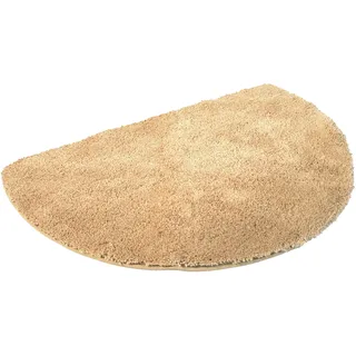 Mesana Kinzler J-10005/35 hochwertige Mikrofaser Duschmatte Uni, 50x80 cm, halbrund, flusenfrei, pflegeleicht, Hellbraun