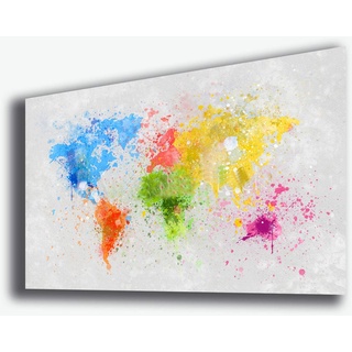 Bild Weltkarte Weltkarte 70 x 100 cm Kontinent Abstrakt Druck auf Leinwand Moderne Bilder XXL Modern Möbel Küche Wohnzimmer Schlafzimmer