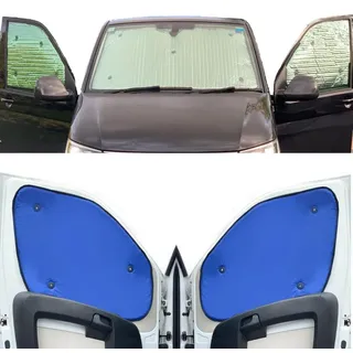 Thermo-Jalousien Kombatibel Mit Ford Transit Connect (2013-2021)(Frontset) Hintergrundfarbe in Blau, Reversibel und Thermisch