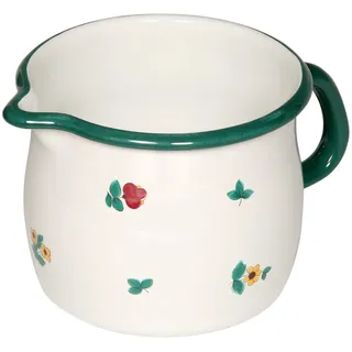Riess, 0093-049, Schnabeltopf Ø 10cm, GMUNDNER STREUBLUMEN, Emaille, Vol. (rec.): 0,8 Liter, Made in Österreich, LBH: 16,6x11,5x9,6cm, 0,320kg, Induktionskocher kompatibel, Gasherd geeignet