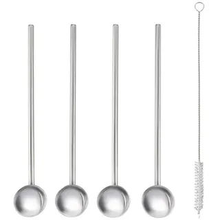 Metaltex Cocktaillöffel/Trinkhalm 4 St. Silber