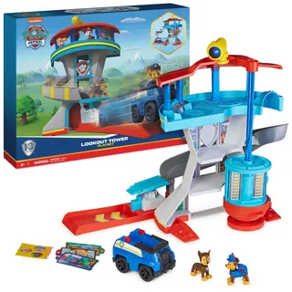 Spin Master Games PAW Patrol, Lookout Tower, Hauptquartier Spielset mit 1 Chase Basis Fahrzeug, 2 Chase Figuren und Zubehör, geeignet für Kinder ab 3 Jahren