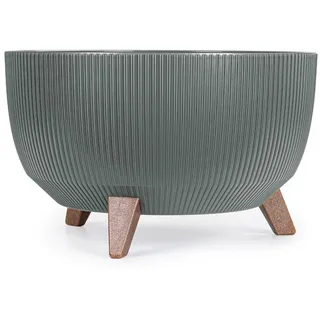 KONZEPT Blumentopf mit Füßen – großer Blumenkübel aus Kunststoff, runde Pflanzschale, 40 oder 47cm, modern & wetterfest, für Innen und Außen grau|grün Ø 40 cm