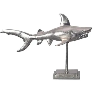 Wohnling WL7.170 Dekofigur Hai Aluminium Silber mit Sockel