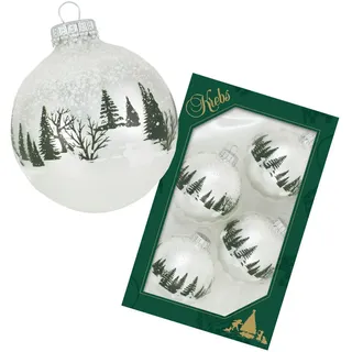 Krebs Glas Lauscha Weihnachtskugeln Winterwald 4er-Set 7cm