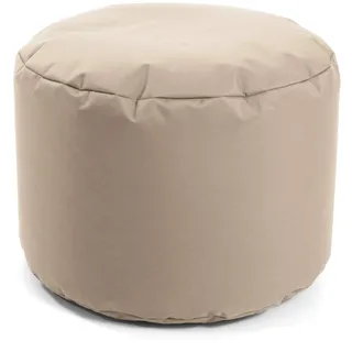mokebo® Outdoor Pouf o. Hocker 60x40cm in Beige für Balkon & Garten 'Der Ruhestifter', Sitzhocker rund, Bodenkissen, Fußhocker, Sitzpouf, Puff & Beistelltisch mit EPS-Perlen Füllung, Indoor geeignet