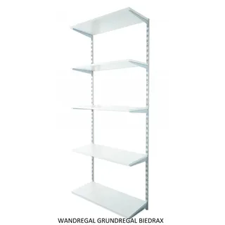 Biedrax Wandregal - Grundregal 35 x 80 x 200 cm, Farbe silber - 5 Fachboden grau