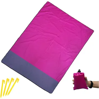 DZYP Stranddecke Picknickdecke Extra Groß 140x200cm Wasserdicht Faltbar Mit 4 Festen Nägeln, Strandmatte für Picknick Camping Strandwandern. (Rose grau)