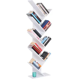 nabbi Bücherregal - weiß und SCHMAL, 8 Etagen, Bücher Regal, Standregal für Wohnzimmer, Büro und kleine Räume - Skandinavisches modernes Design, Bookshelf, Buchregal, Regal Wohnzimmer BAKI TYP 1