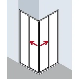 Kermi Nova 2000 Eckeinstieg mit Gleittüren 90 x 185 cm N2ED20901811K silber Kunstglas