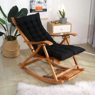 Hixingo Liegenauflage mit Krawatte, Dickes & Bequeme Hochlehner Auflagen, Antirutsch Auflage Gartenliege, Sonnenliege Auflage für Reisen, Urlaub, Innen, Außen (Schwarz,48x120cm)